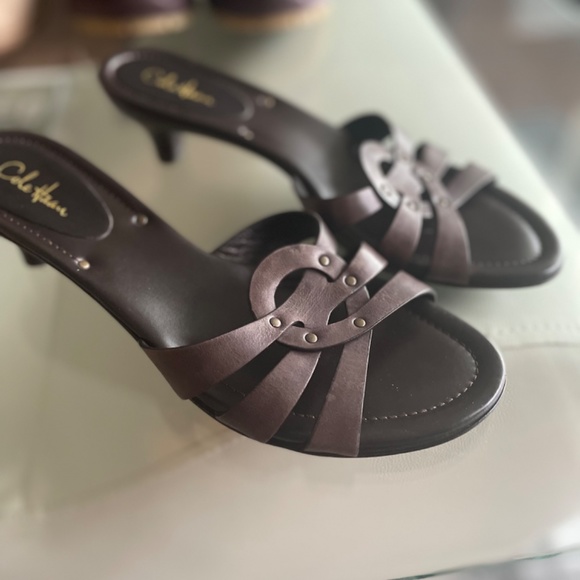 Y2K Cole Haan kitten heel brown slip-on brown size 7 - Picture 5 of 7